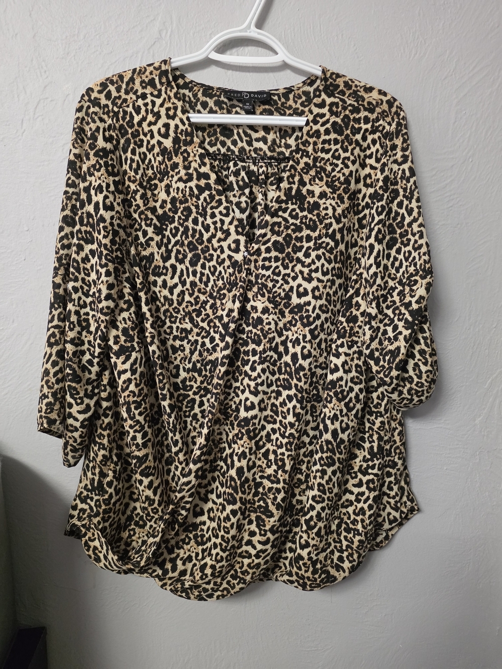Fred David Leopard Print Blouse - Tan & Black